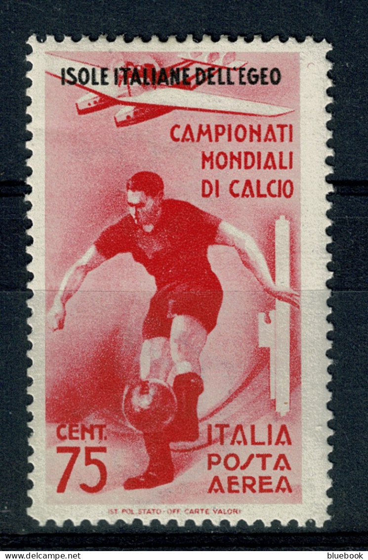 Ref 1612 - Aegean Italy - Gerneral Issues - 1934 Football 75c Posta Aerea  - Mounted  Mint Stamp Sass. A35 - Aegean