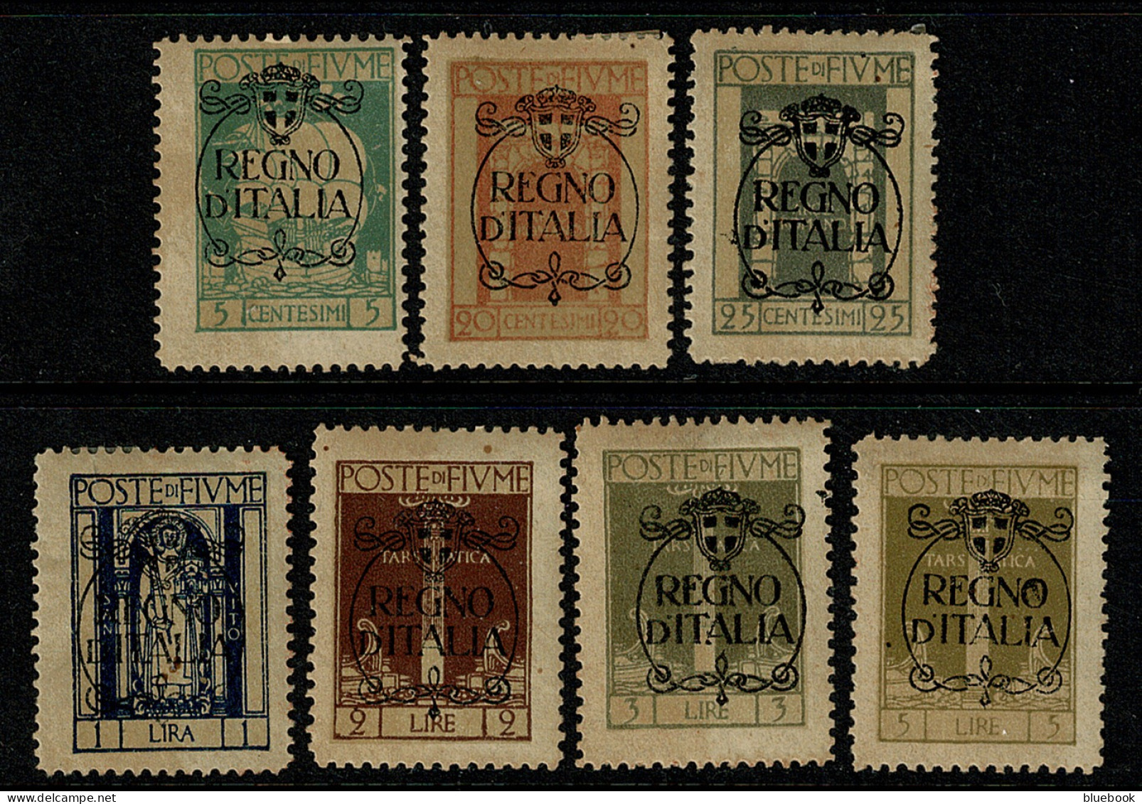 Ref 1612 - 1924 Italy  Fiume - 7 X Overprinted Mounted Mint Stamps - Fiume