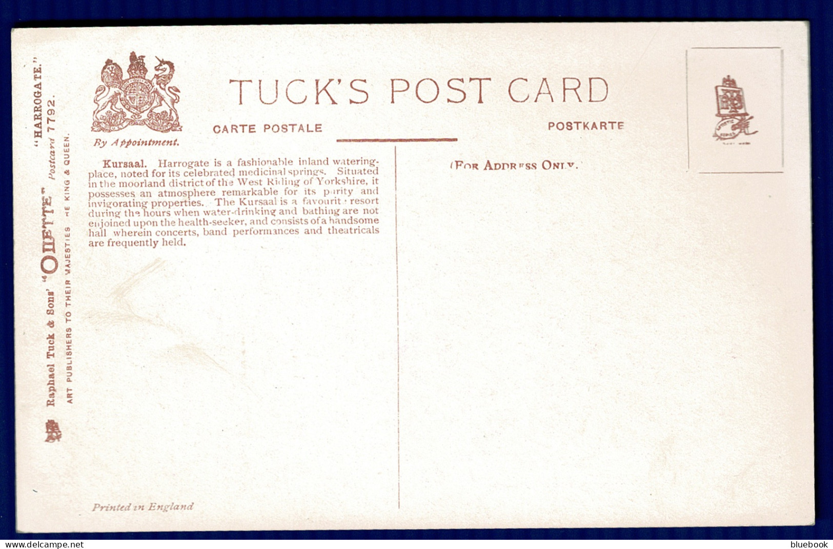 Ref 1614 - Early Raphael Tuck Postcard - Harrogate Kursaal - Yorkshire - Harrogate