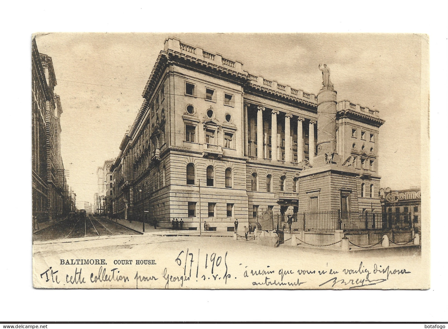 CPA BALTIMORE COURT HOUSE  En 1905! (voir Timbres) - Baltimore