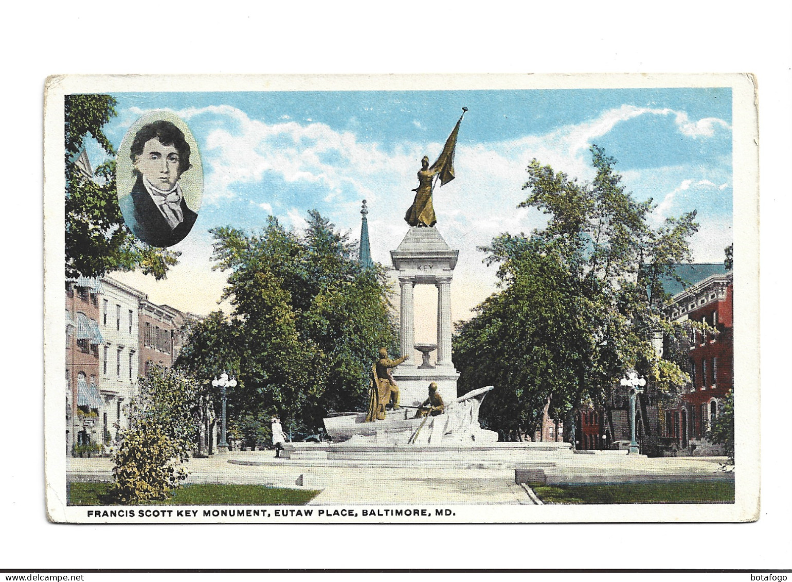 CPA BALTIMORE FRANCIS SCOTT KEY MONUMENT , EUTAW PLACE - Baltimore