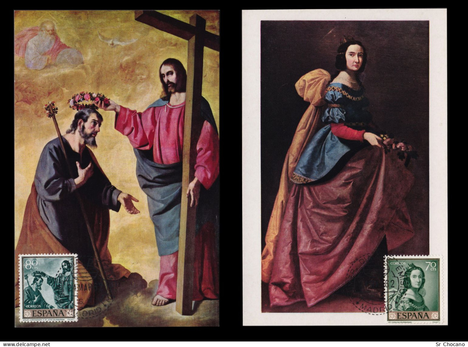 Tarjetas Máximas.1962. Zurbarán.Serie.Edifil 1418-1427 - Tarjetas Máxima