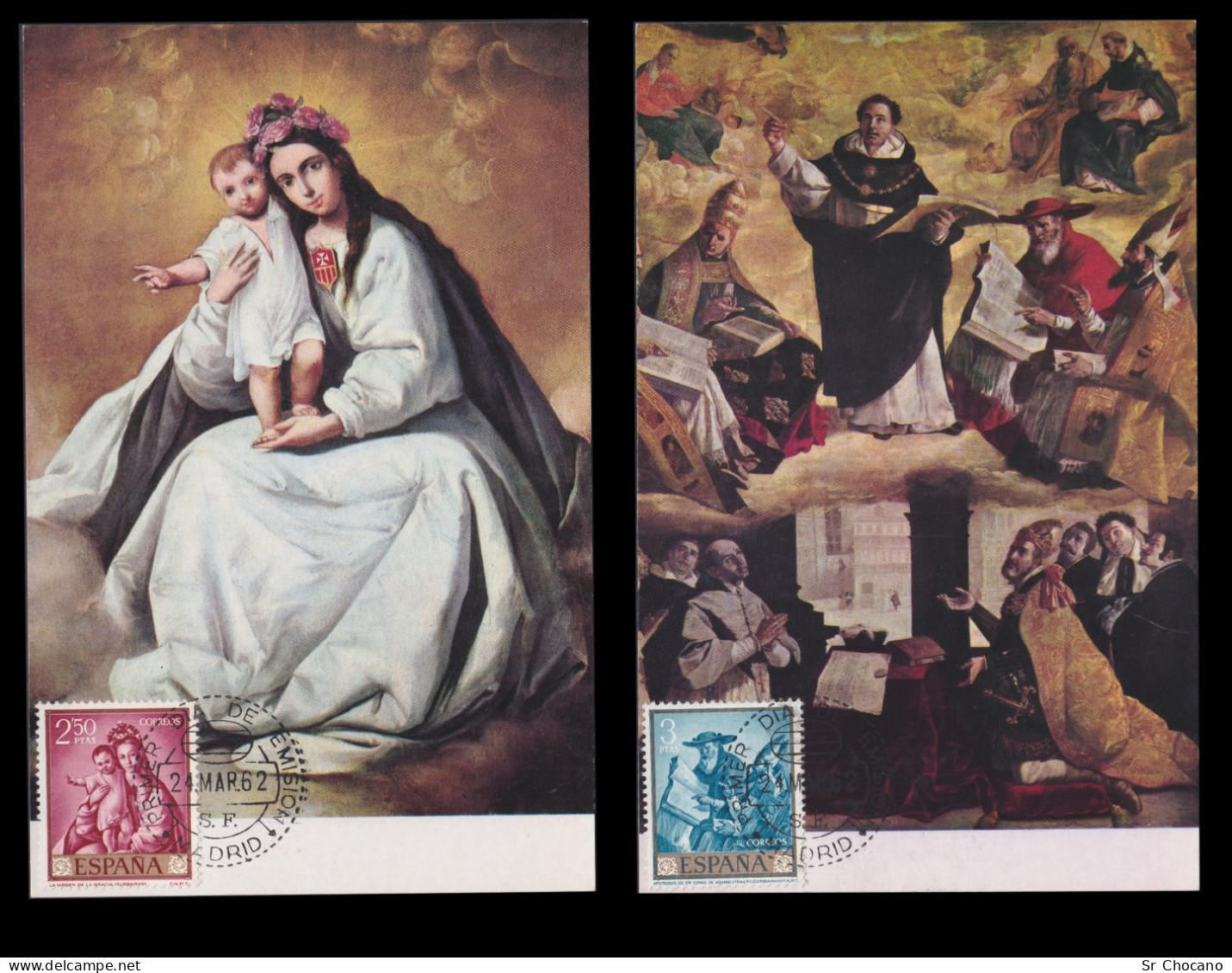 Tarjetas Máximas.1962. Zurbarán.Serie.Edifil 1418-1427 - Tarjetas Máxima