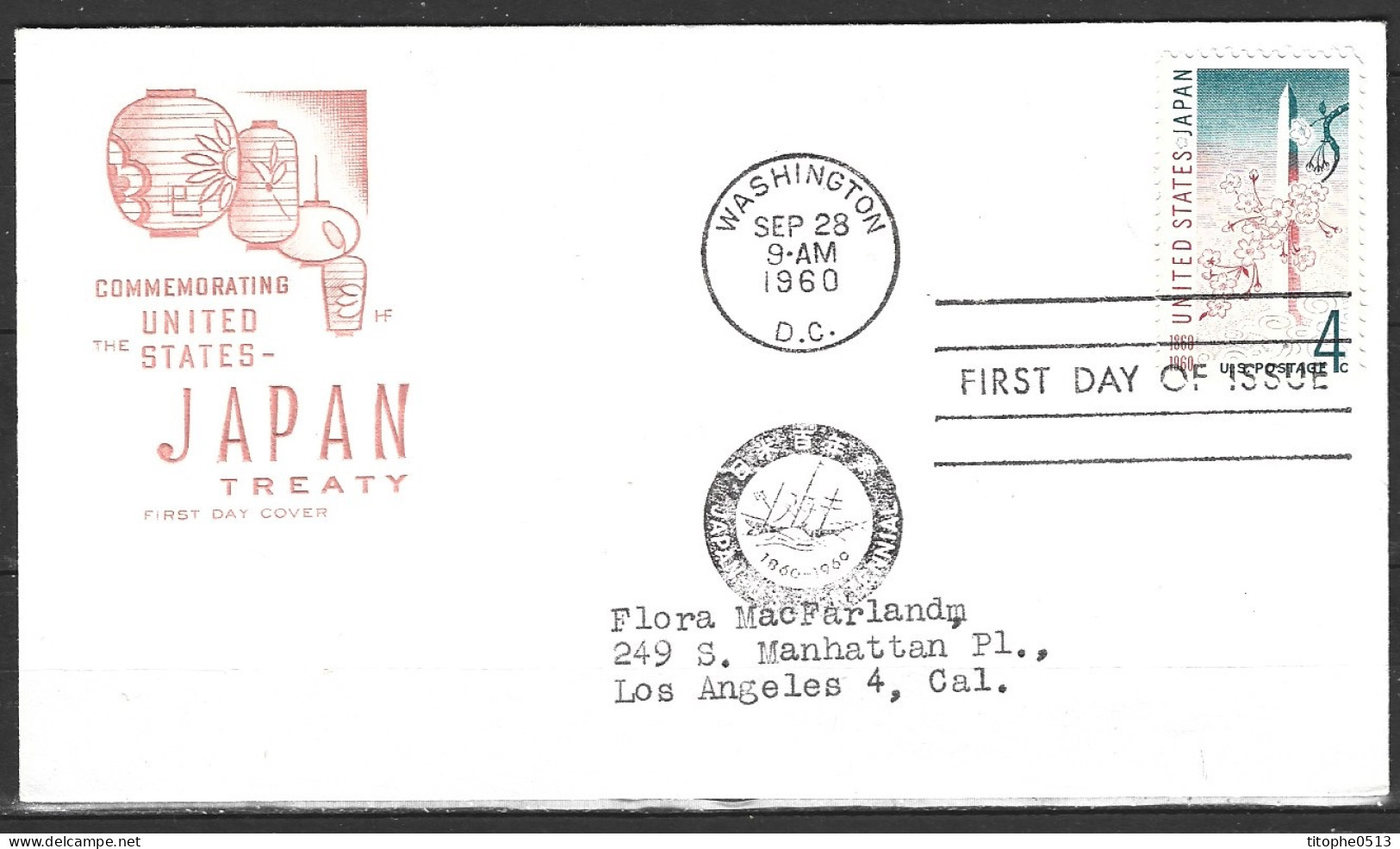 USA. N°693 De 1960 Sur Enveloppe 1er Jour. Traité Commercial Avec Le Japon. - 1951-1960