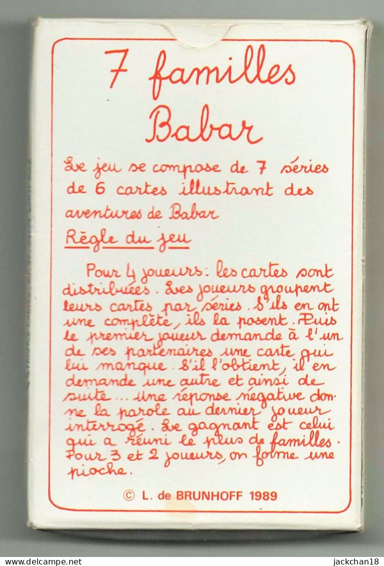 -- ANCIEN  JEU DE 7 FAMILLES / BABAR / DUCALE Ref. 402 432 / L. De BRUNHOFF 1989 -- - Autres & Non Classés