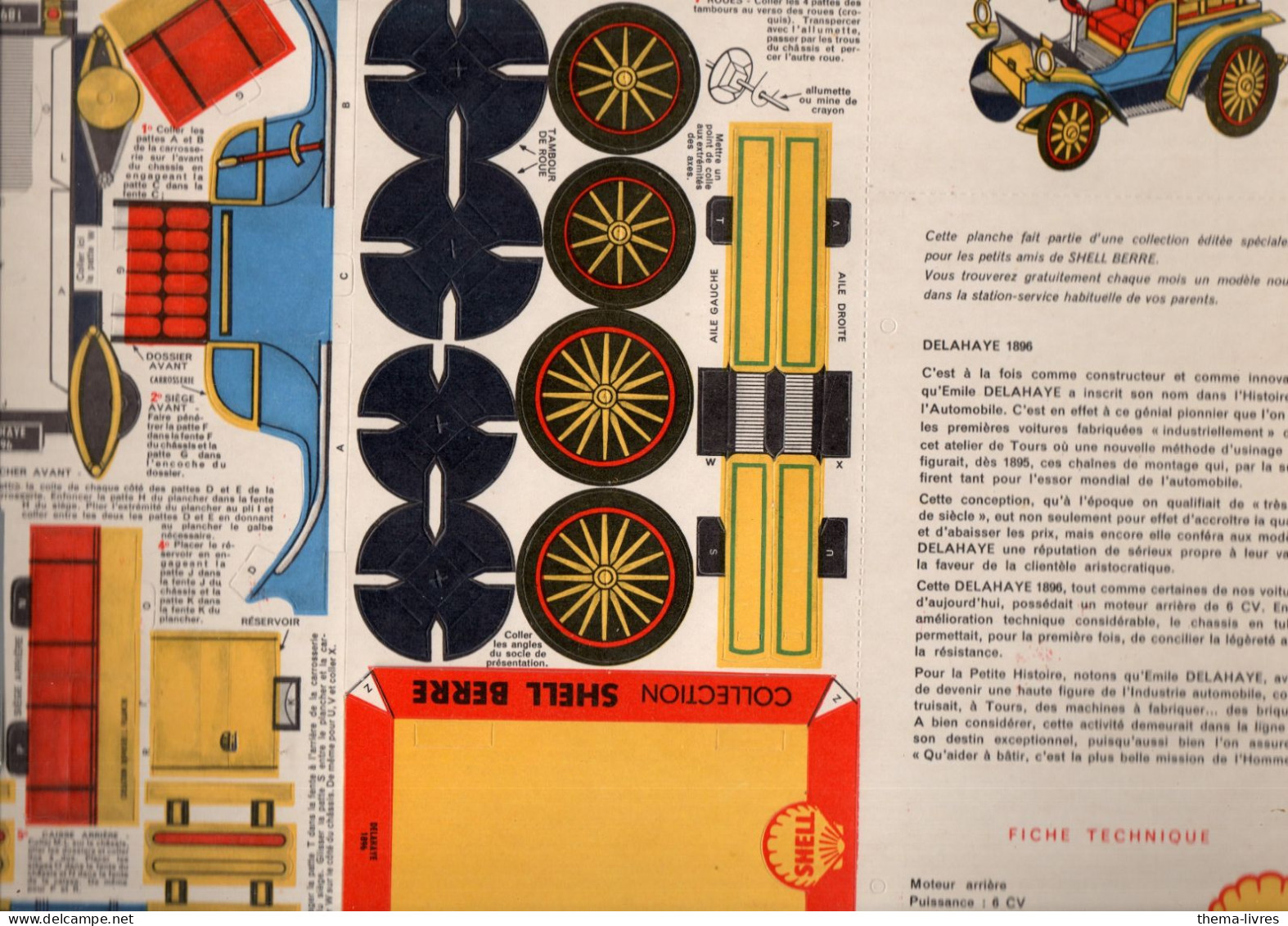 : Planche De Découpages SHELL Bolides D'autrefois N°6 DELAHAYE 1896  (CAT5321) - Autres & Non Classés