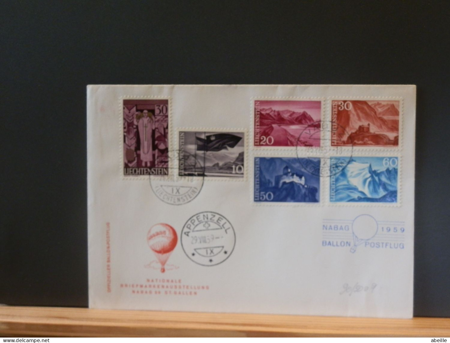 90/500Q  LETTRE LIECHTENSTEIN BALLON POSTFLUG - Storia Postale