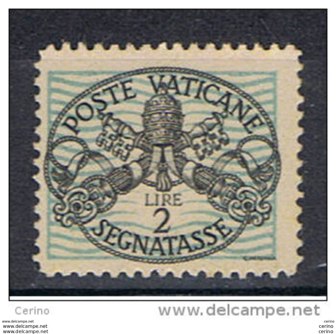 VATICANO:  1946  TASSE  -  £. 2  AZZURRO  CHIARO  N. -  SASS. 17 - Portomarken