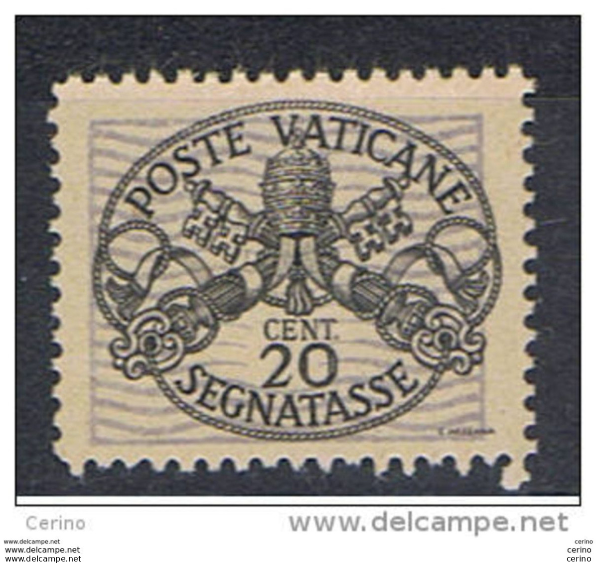 VATICANO:  1946  TASSE  MODIFICATE  -  20 C. GRIGIO  N. -  SASS. 14/I - Taxes