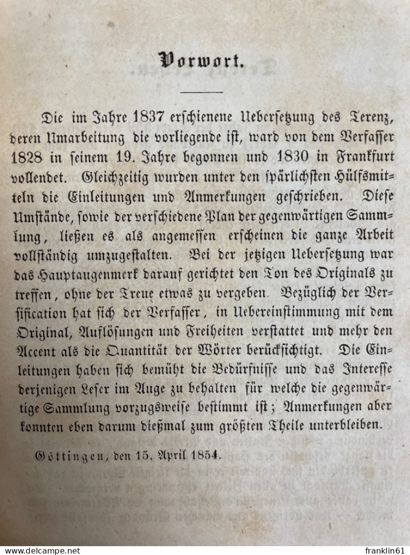 Ausgewählte Lustspiele Des Publius Terentius, Die Satiren Des A.Persius Flaccus Von W.S.Teuffel - Poesía & Ensayos