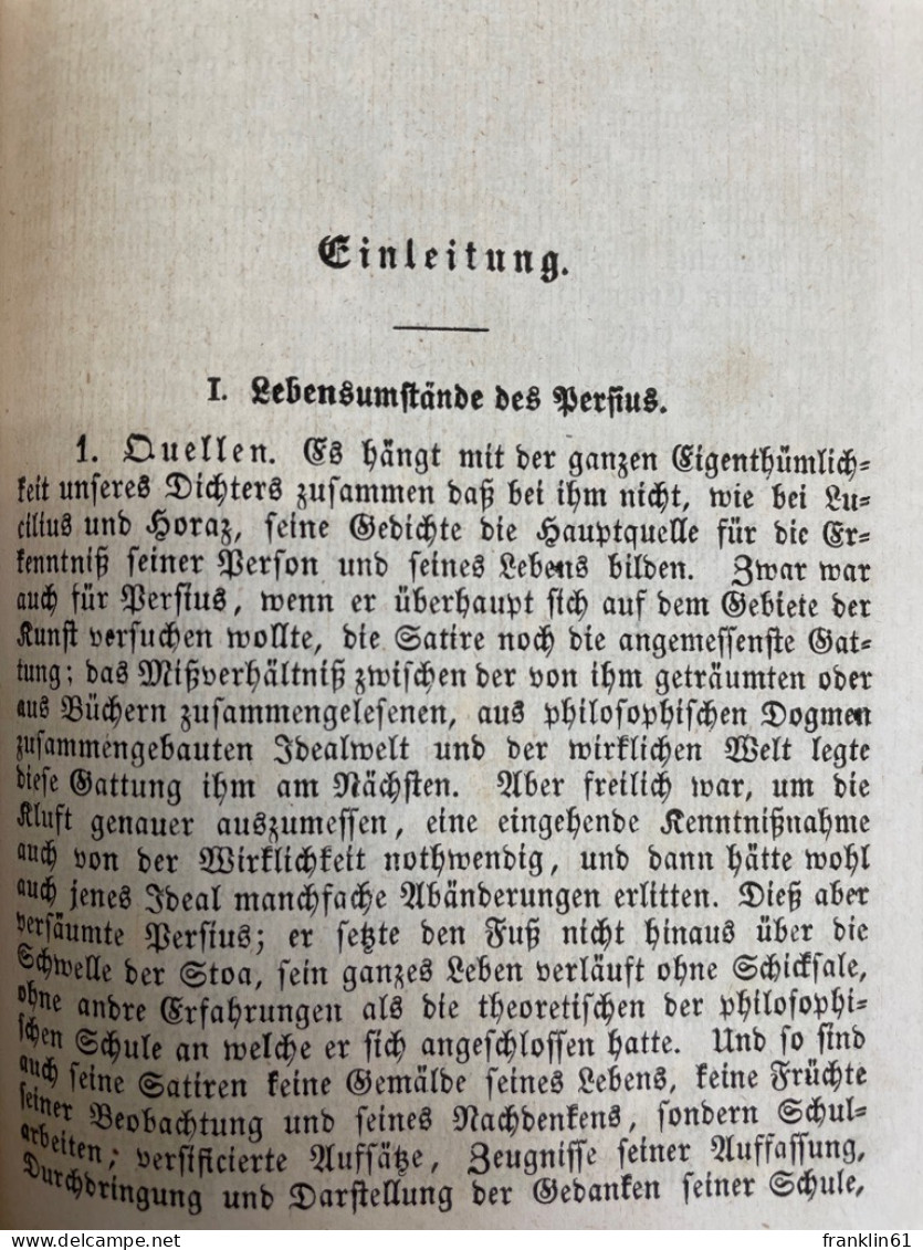 Ausgewählte Lustspiele des Publius Terentius, Die Satiren des A.Persius Flaccus von W.S.Teuffel