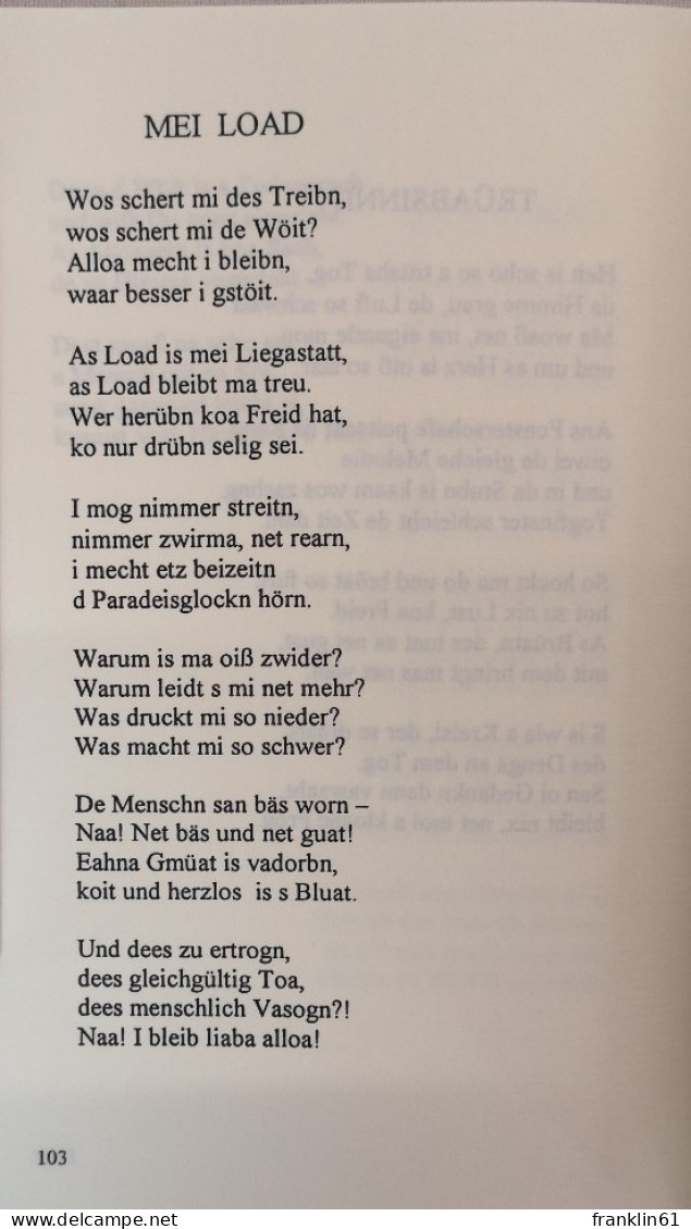 Wia 's Leem So Is. Gedichte In Bairisch. - Poesía & Ensayos