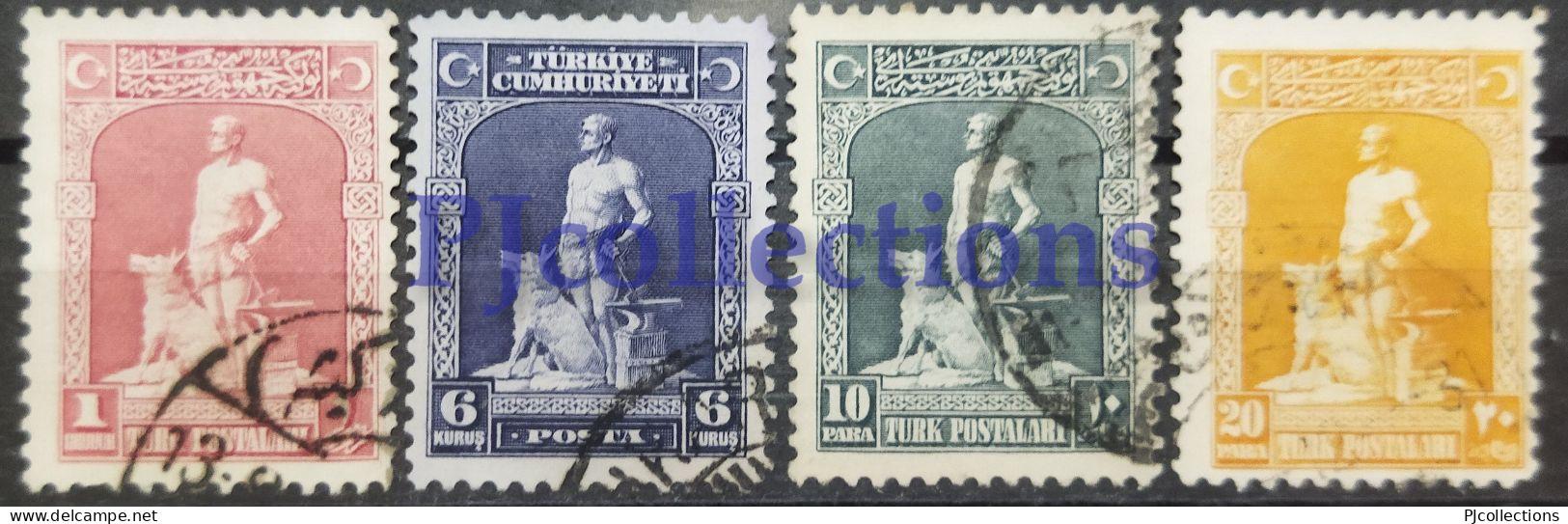 N1202- TURCHIA - TURKEY 1926 LUPO GRIGIO - GREY WOLF SET 4 STAMPS USED - Gebruikt