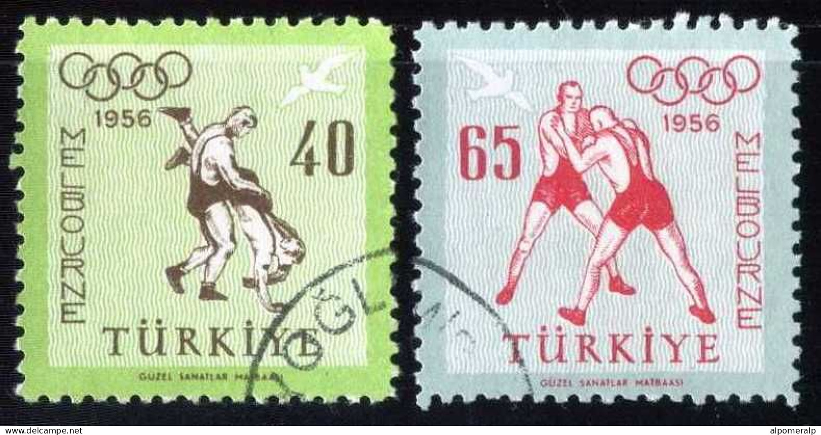 Türkiye 1956 Mi 1490-1491 Melbourne Olympic Games, Wrestling, Sports - Usati