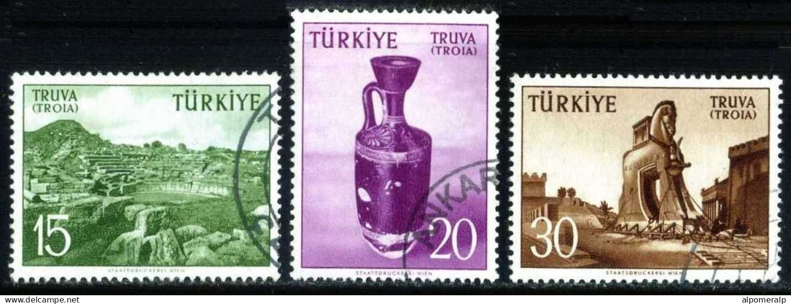 Türkiye 1956 Mi 1512-1514 Troia, Truja, Troje | Historic Sites - Used Stamps