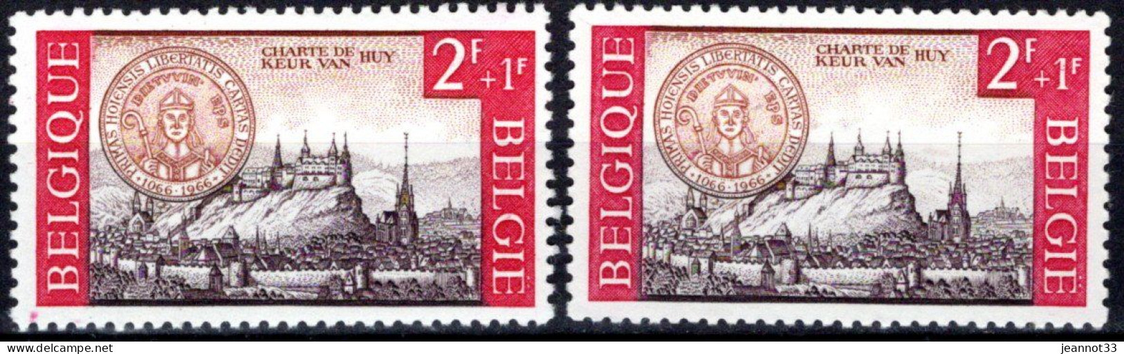 1387** CU - Tache Rouge Dans La Marge Inférieure Sous Le "B" De Belgique - 1961-1990