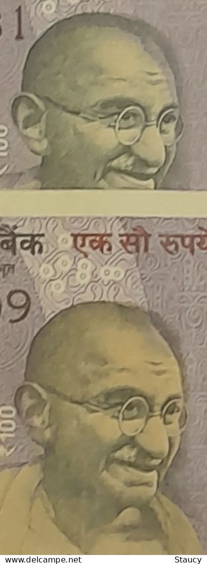 INDIA 2022 Error Rs.100.00 Rupees Note Error "Colour Overlapping On Gandhi Face" USED 100% Genuine Guarantee As Per Scan - Other - Asia