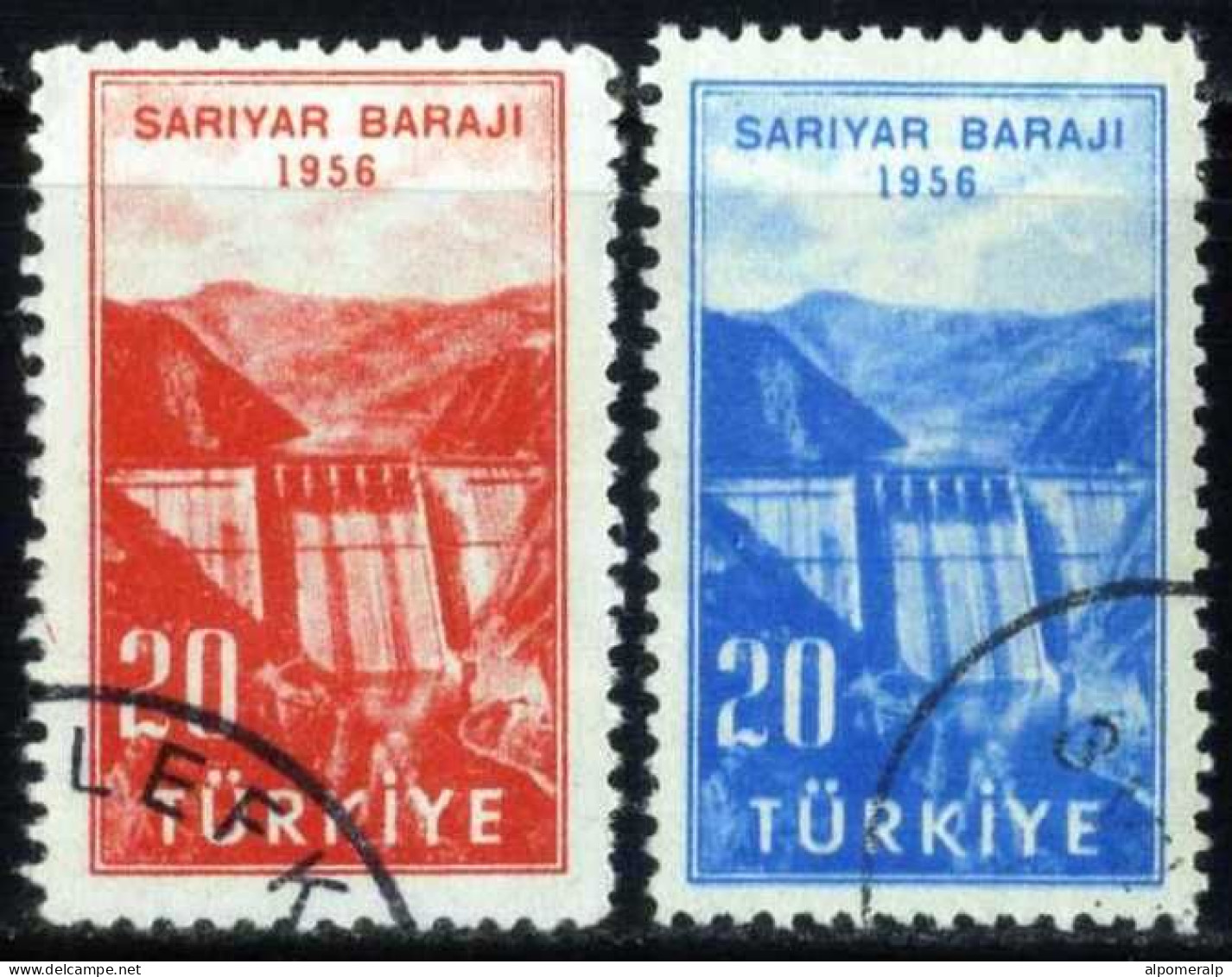 Türkiye 1956 Mi 1488-1489 The Inauguration Of Sariyer Dam - Oblitérés