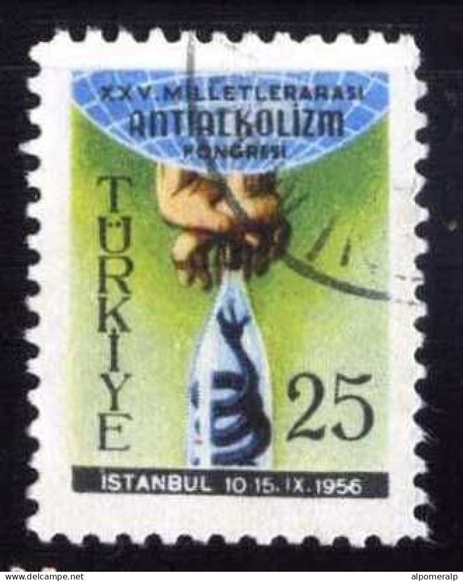 Türkiye 1956 Mi 1486 International Anti-Alcoholism Congress | Hands Holding Bottled Serpent - Used Stamps