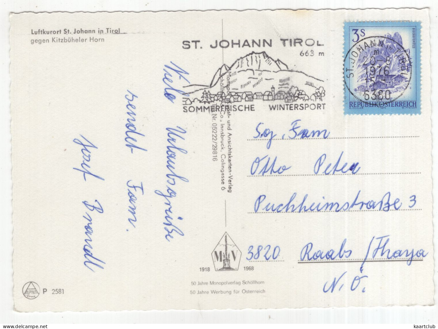 Luftkurort St. Johann InTirol Gegen Kitzbüheler Horn -  Österreich/Austria) - 1976 - St. Johann In Tirol