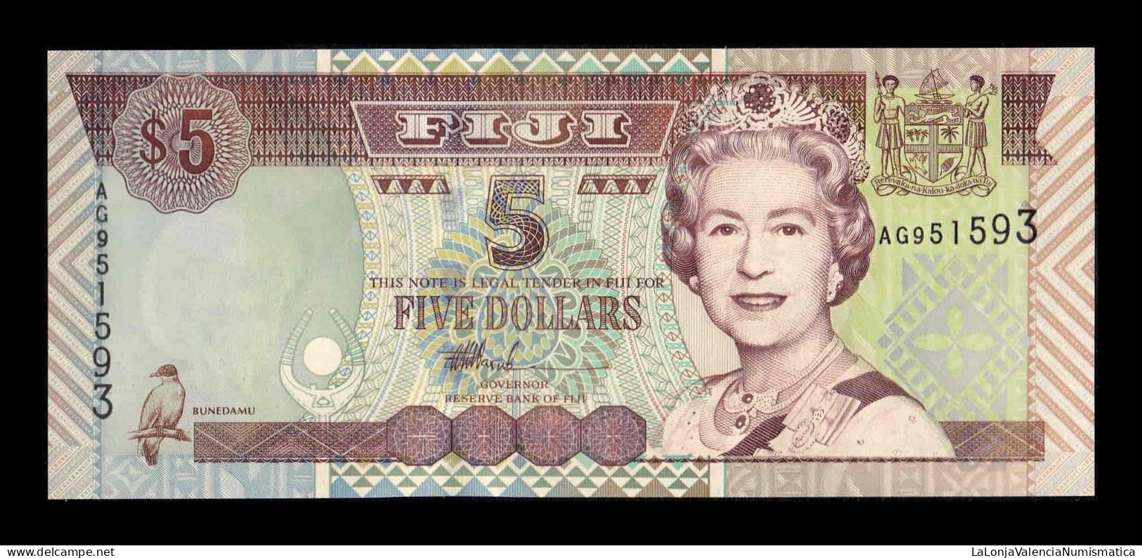 Fiji 5 Dollars Elizabeth II 2002 Pick 105b Sc Unc - Fidji