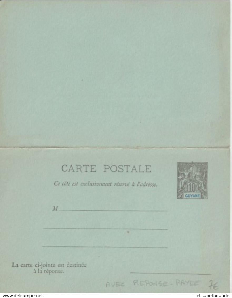 TYPE 1892 - GUYANE - CARTE ENTIER POSTAL AVEC REPONSE PAYEE - Covers & Documents