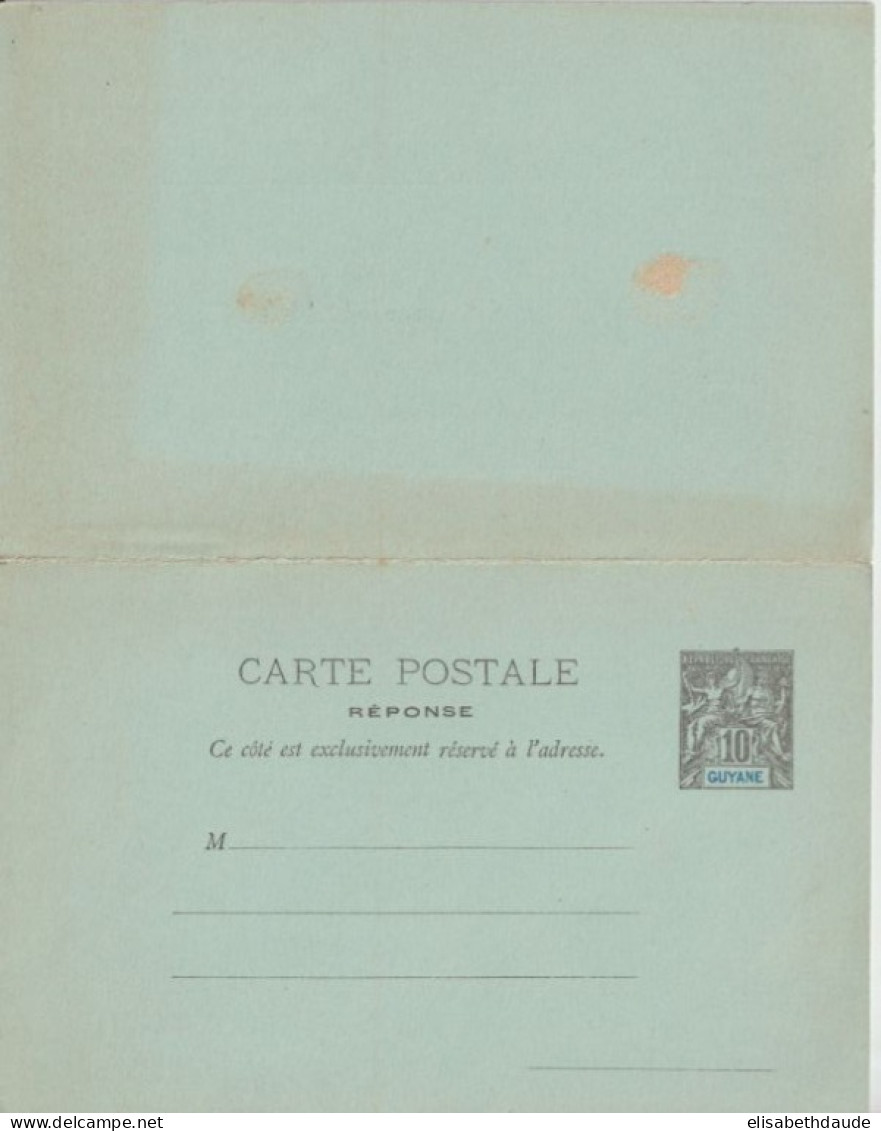 TYPE 1892 - GUYANE - CARTE ENTIER POSTAL AVEC REPONSE PAYEE - Brieven En Documenten