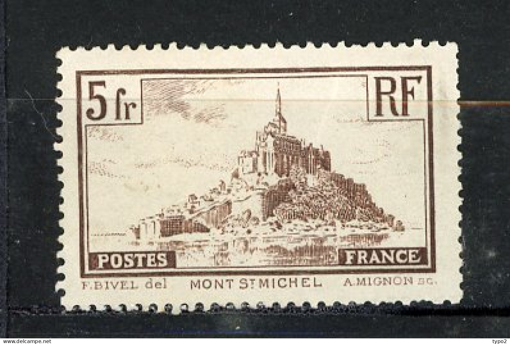 FR - Yv. N° 260a  Type I  (*) 5f  Mont St-Michel  Cote  27  Euro BE   2 Scans - Neufs
