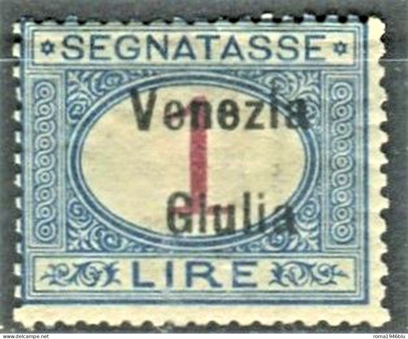VENEZIA GIULIA 1918  SEGNATASSE 1 LIRA * GOMMA ORIGINALE FIRMATA - Vénétie Julienne