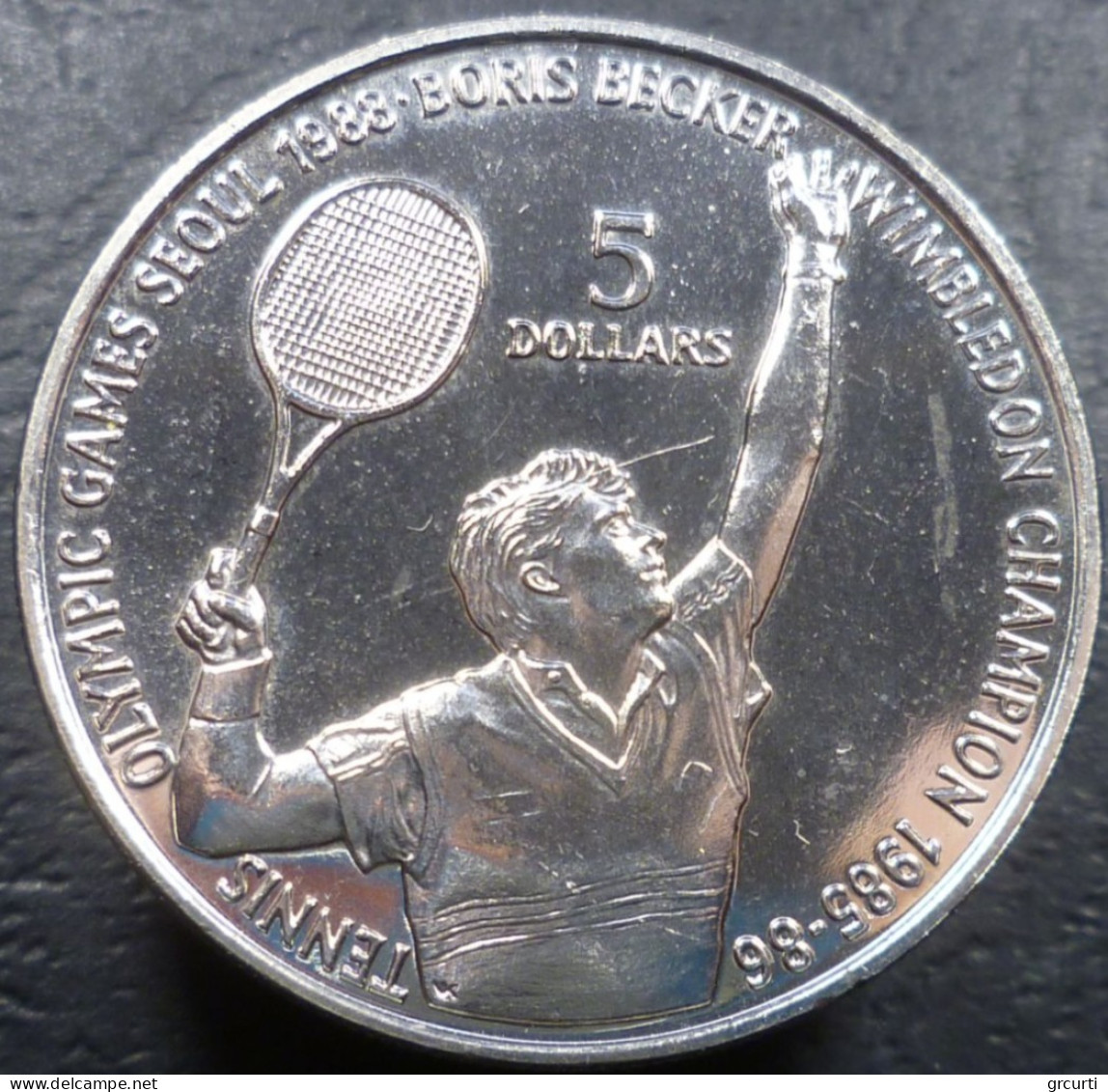 Niue - 5 Dollars 1987 - XXIV Giochi Olimpici Estivi, Seul 1988 - Tennis, Boris Becker - KM# 1 - Niue