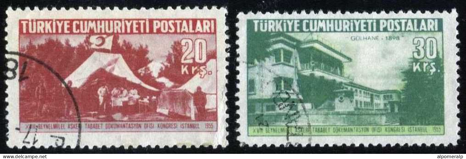 Türkiye 1955 Mi 1427-1428 18th International Congress Of Military Medicine | Field Hospital, Military Hospital - Gebraucht