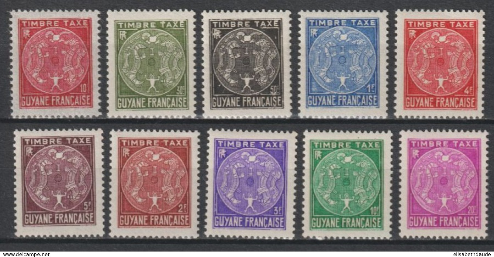 GUYANE - 1947 - SERIE COMPLETE TAXE YVERT N°22/31 * MLH - COTE = 10.5 EUR - LIVRAISON GRATUITE A PARTIR DE 5 EUR ! - Ungebraucht