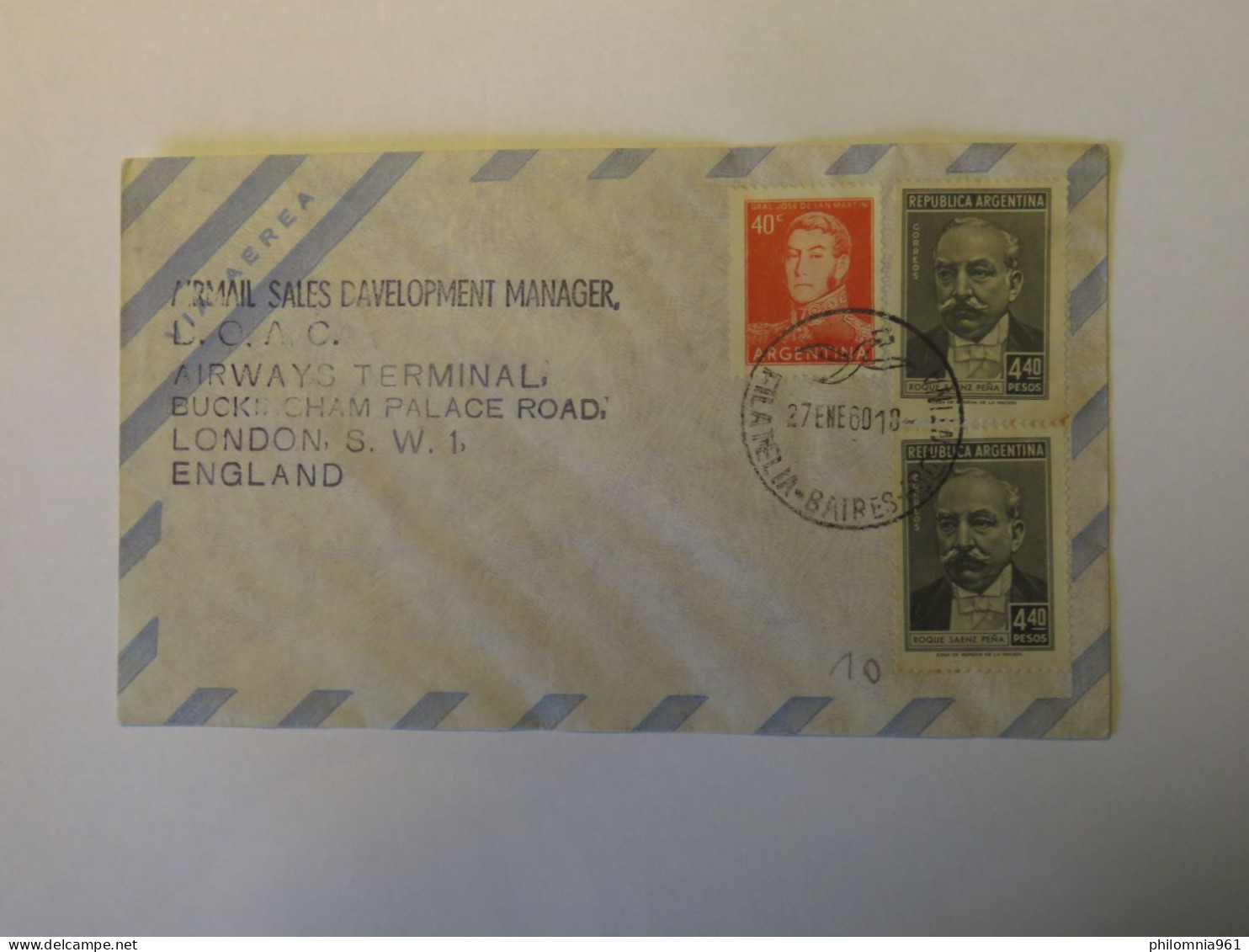 ARGENTINA AIRMAIL SALES DAVELOPMENT MANAGER FIRST FLIGHT COVER 1971 - Gebruikt