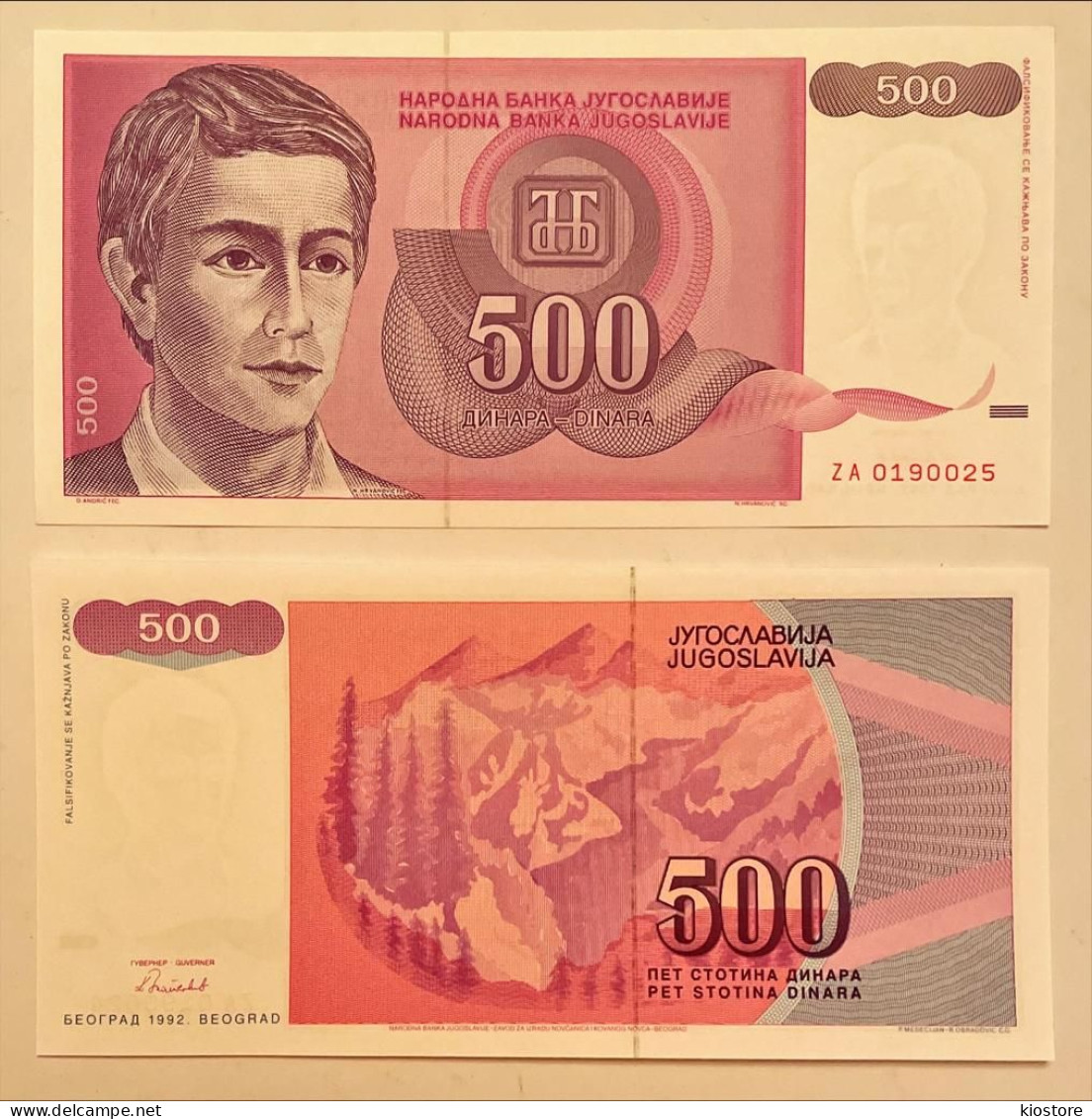 Yugoslavia 500 Dinara 1992 P#113 Prefix ZA Replacement UNC - Yougoslavie