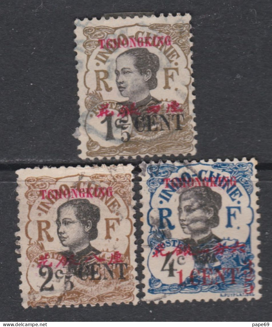 Tch'ong-K'ing N° 82 / 84 O : Timbres D'Indochine 1919 Surchargés : Les 3 Valeurs Oblitérées Sinon TB - Used Stamps