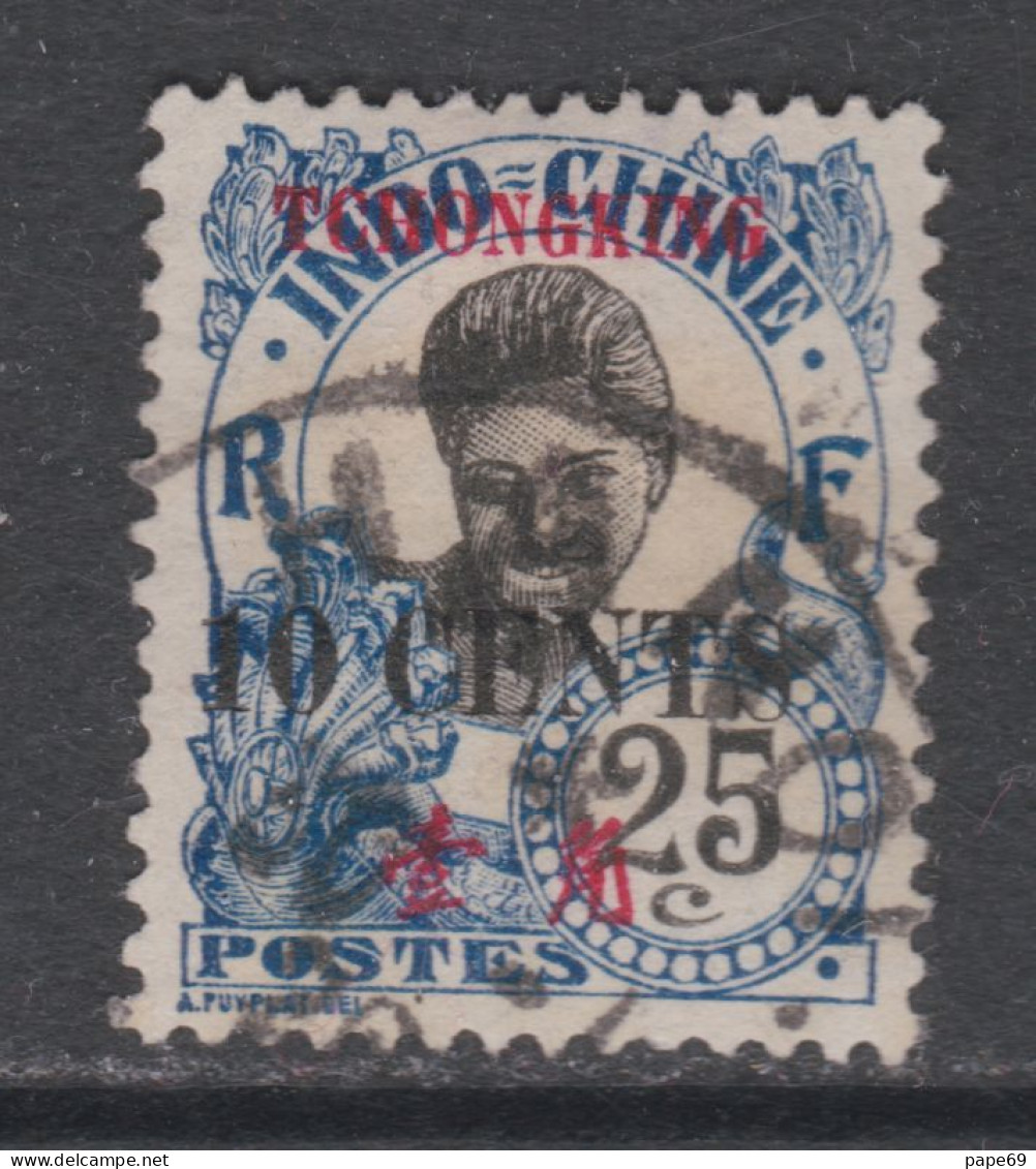 Tch'ong-K'ing N° 89 O : Timbres D'Indochine 1919 Surchargés : 10 C. Sur 25 C. Oblitéré, TB - Usati