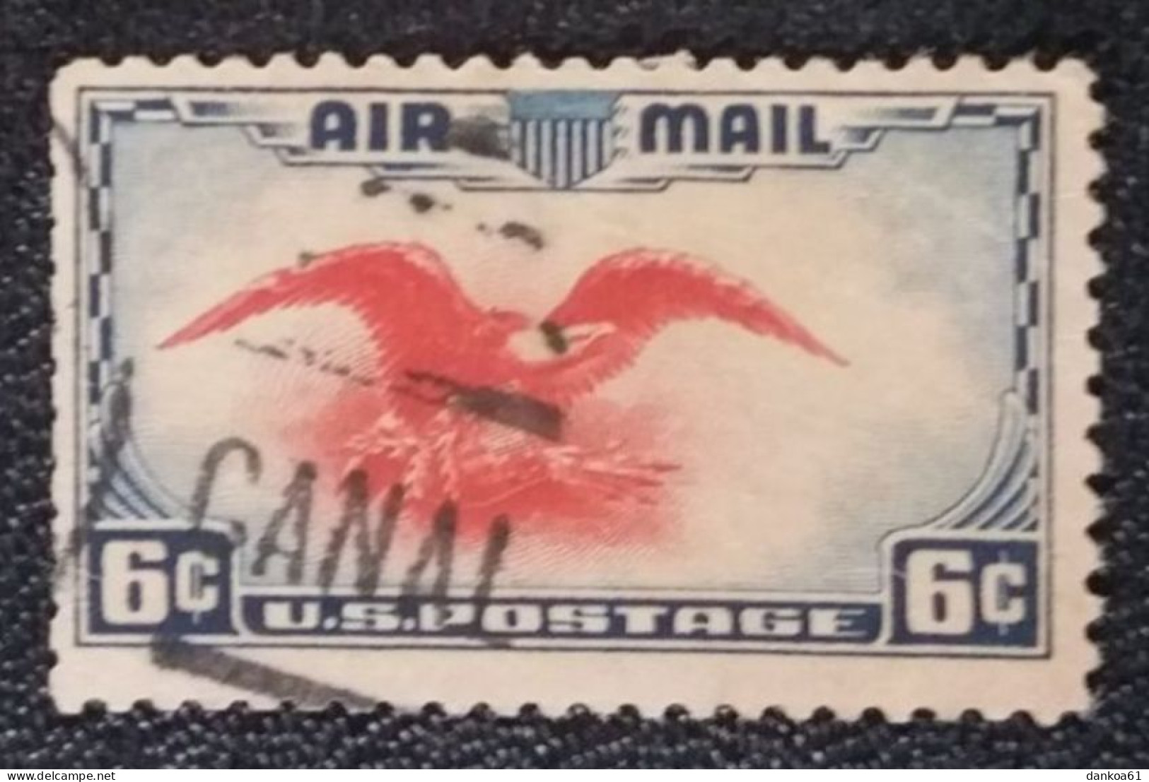 U S A  Luftpost 1938, Eagle Bewegte Sich Nach Links, Gestempelt CANAL... - Variedades, Errores & Curiosidades