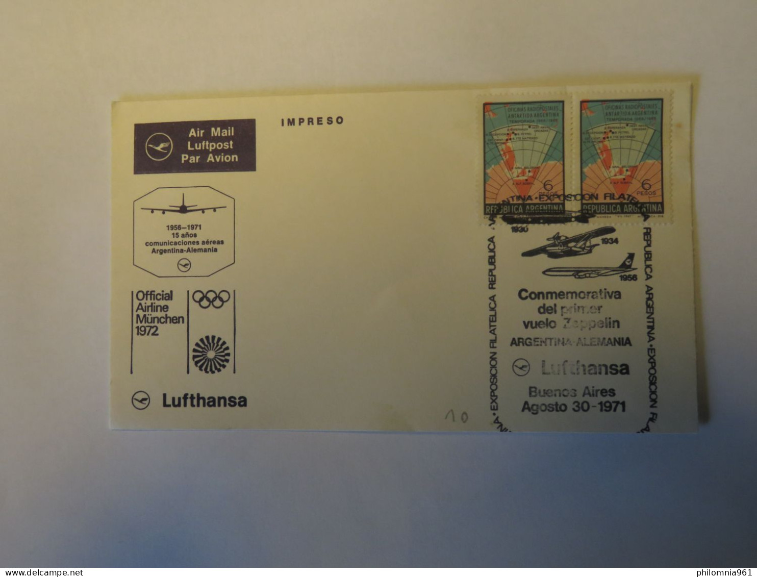 ARGENTINA LUFTHANSA FIRST FLIGHT COVER BUENOS AIRES - MUNCHEN 1972 - Usados