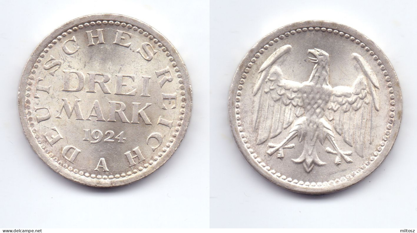 Germany 3 Mark 1924 A - 3 Mark & 3 Reichsmark