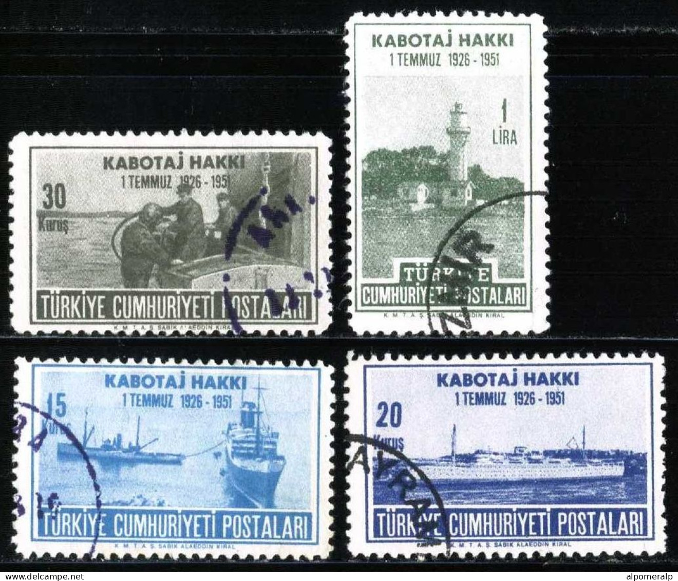 Türkiye 1951 Mi 1286-1289 Coastal Rights, 25th Anniversary Of The Cabotage Rights - Used Stamps