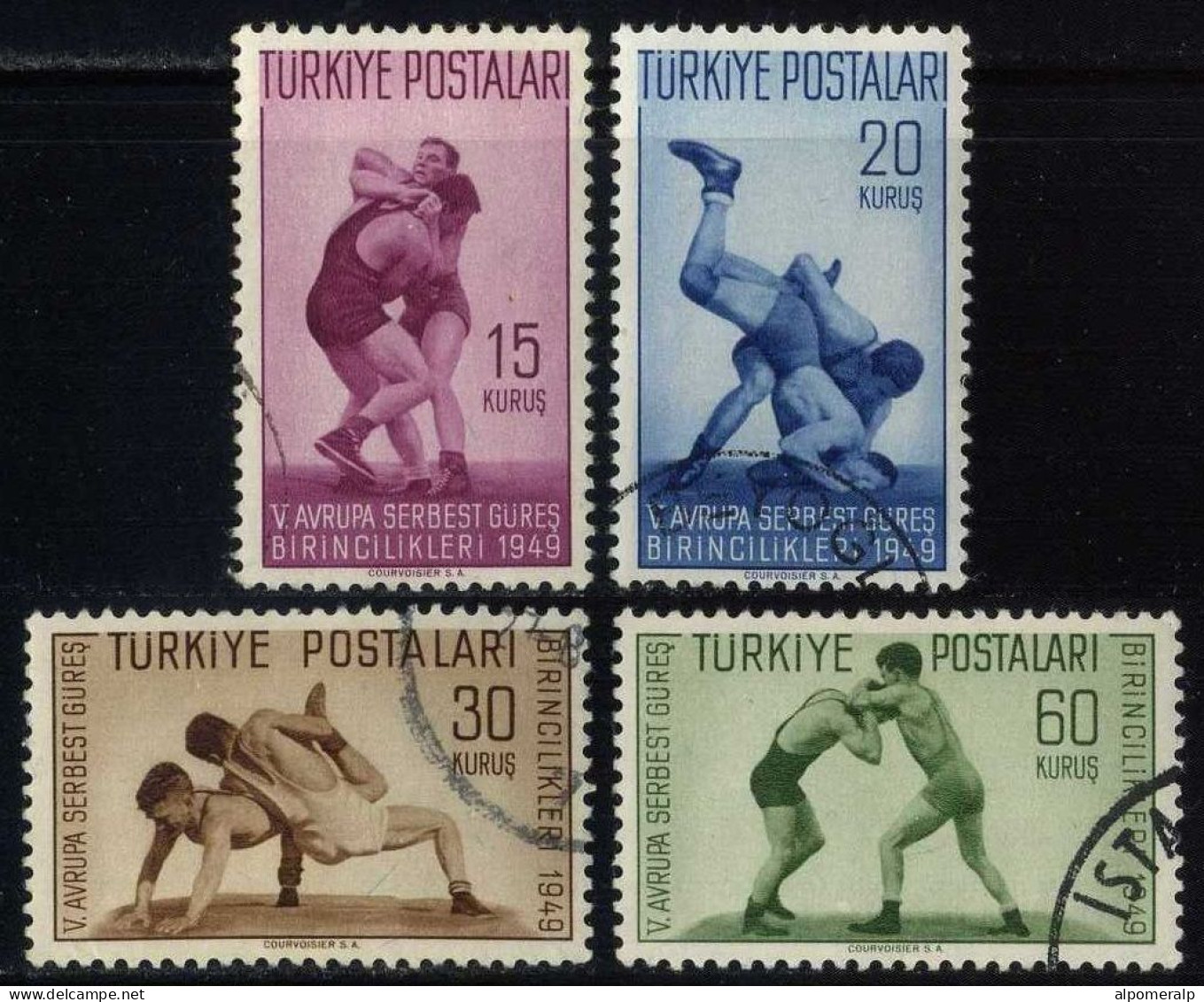 Türkiye 1949 Mi 1231-1234 5th European Wrestling Championships, Istanbul | Martial Arts, Wrestlers - Usati