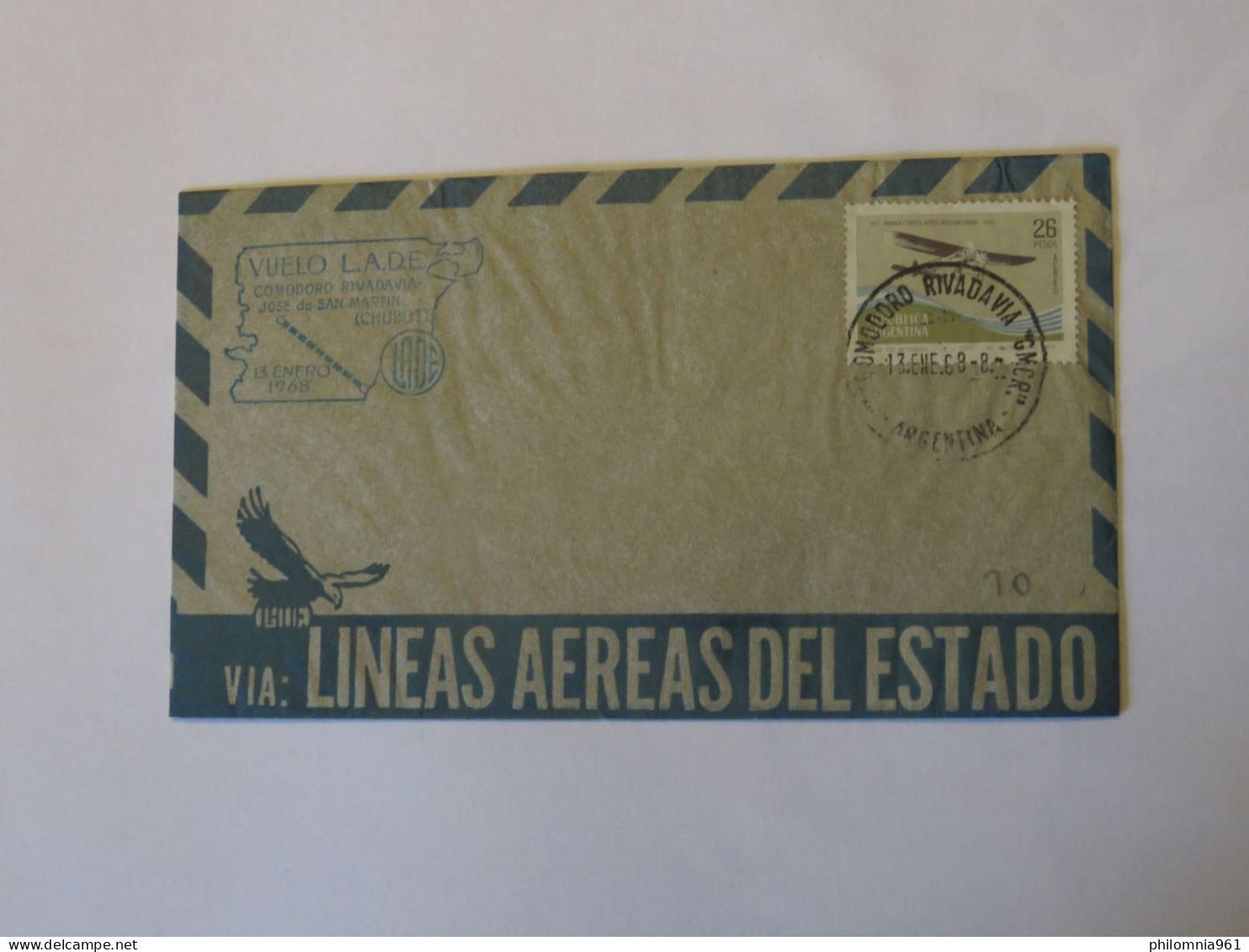 ARGENTINA  FIRST FLIGHT COVER 1968 - Usati