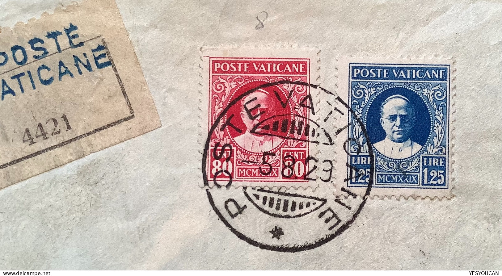 Sa.8,9 1929 80c+1,25L Lettera Raccomandata>Milano(Vatican First Issue Cover RARE EARLY DATE Vaticano Italia Italy Lettre - Lettres & Documents