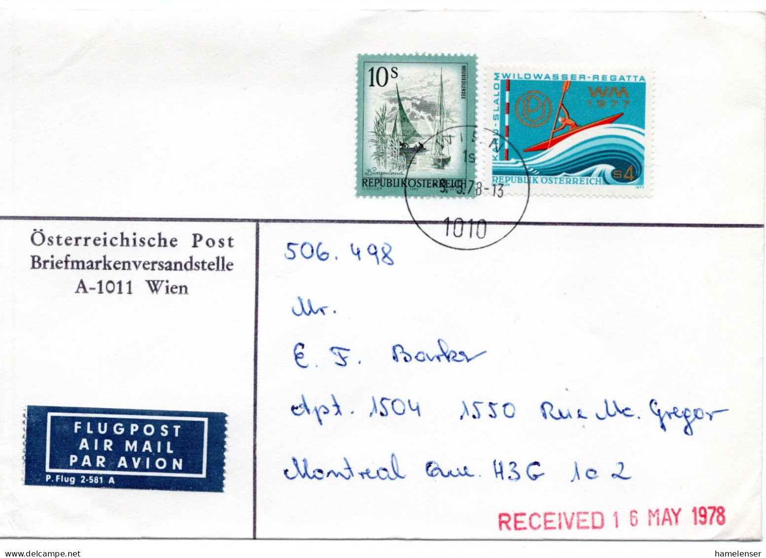 66308 - Österreich - 1978 - 10S Landschaften MiF A LpBf WIEN -> Montreal, PQ (Canada) - Cartas & Documentos