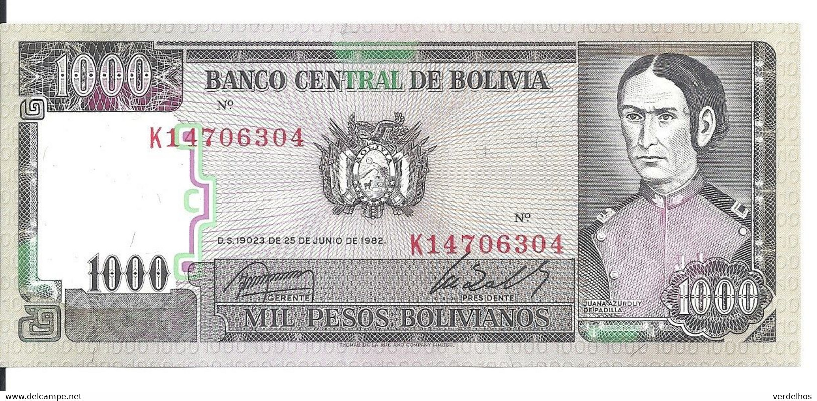 BOLIVIE 1000 PESOS  BOLIVIANOS  D1982 UNC P 167 - Bolivië