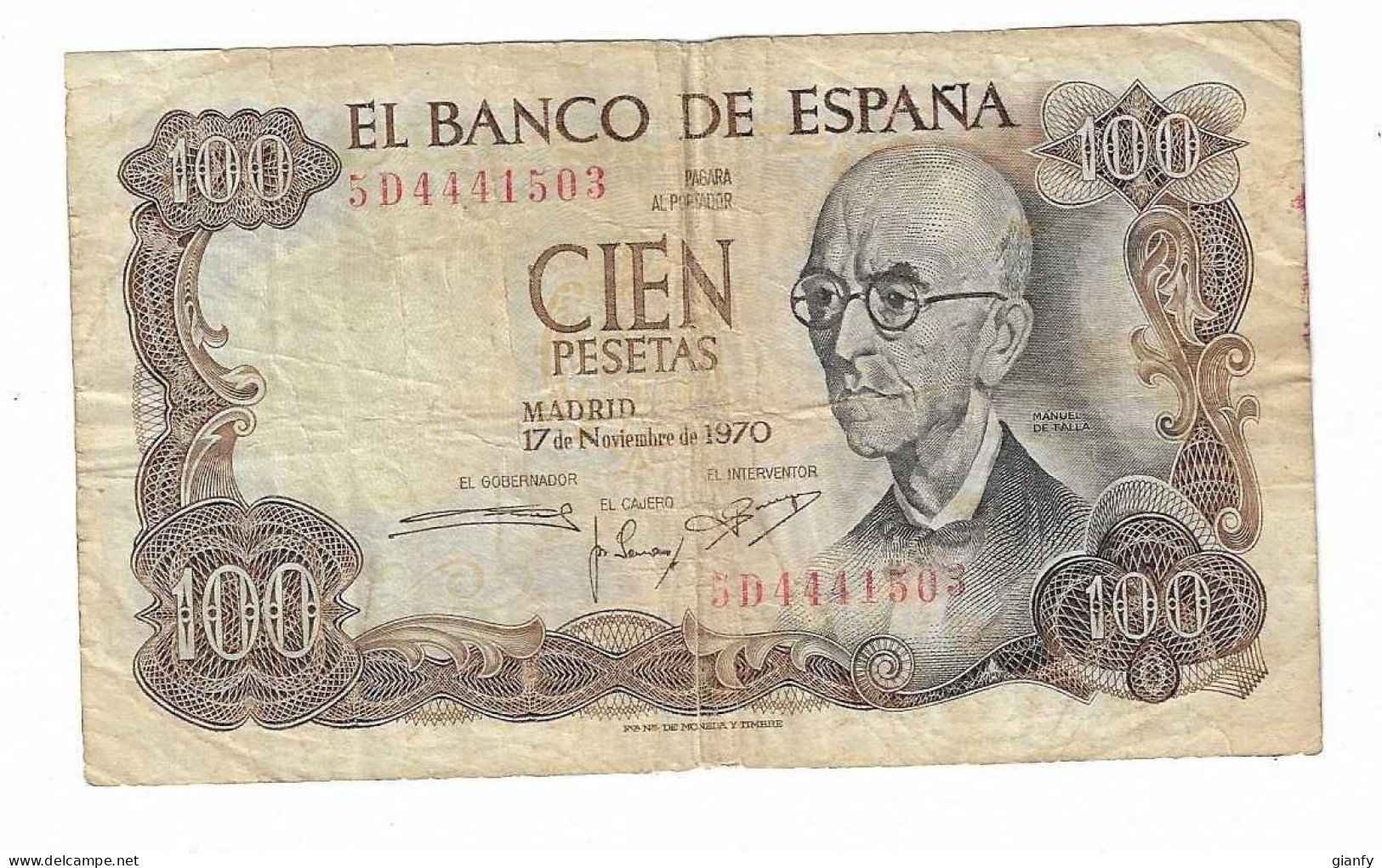 SPAGNA 100 PESETAS MANUEL DE FALLA 1970 - 100 Pesetas