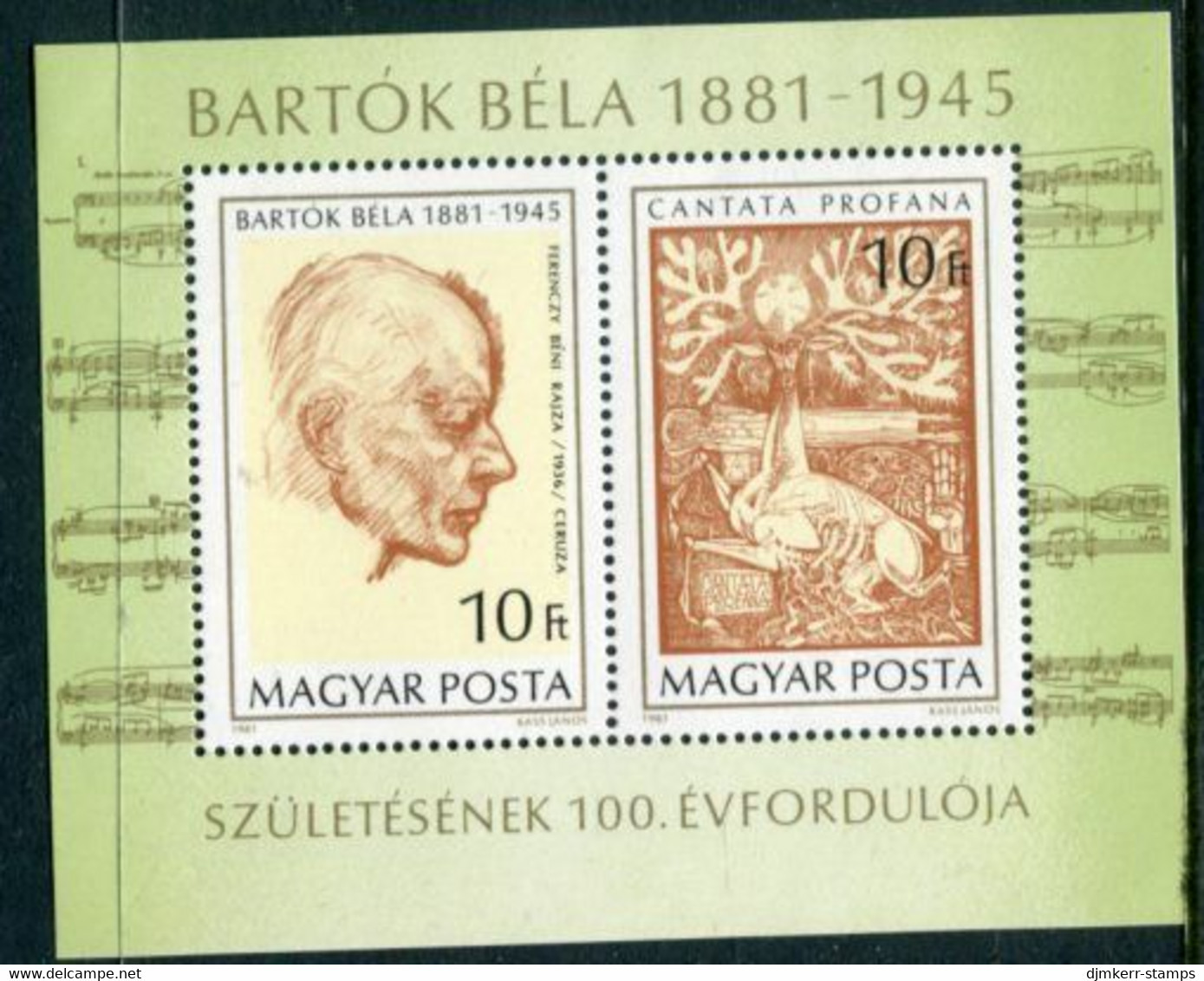 HUNGARY 1981 Bartok Centenary Block MNH / **  Michel Block 148 - Unused Stamps