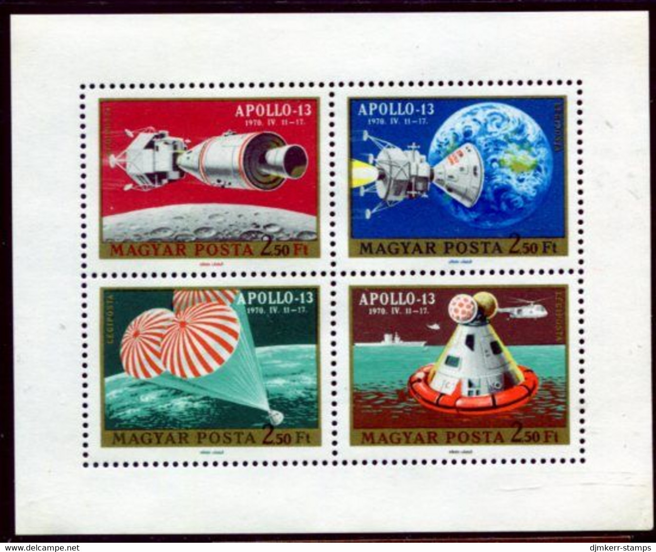 HUNGARY 1970 Apollo 13 Moon Landing Sheetlet MNH / **.  Michel 2594-97 - Unused Stamps