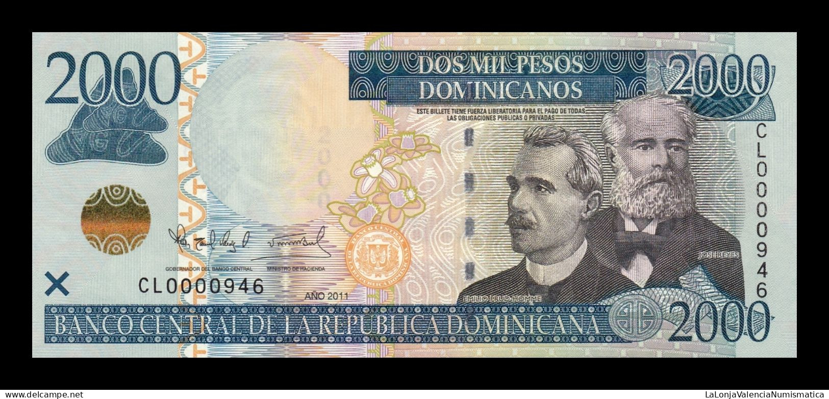 República Dominicana 2000 Pesos Dominicanos 2011 Pick 188a Low Serial 946 Sc Unc - Dominicana