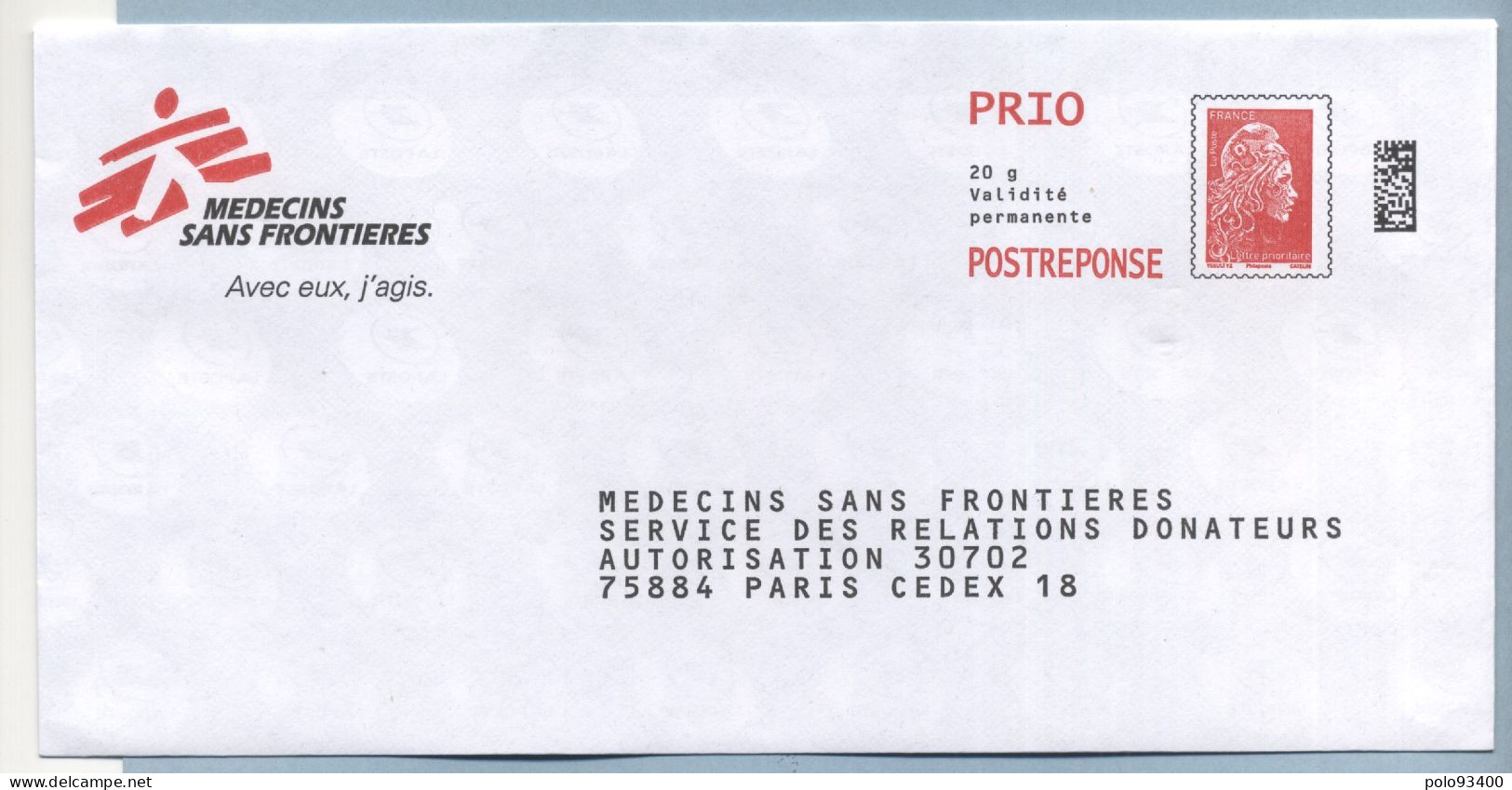 MEDECINS SANS FRONTIERES LOT 368034 - PAP : Antwoord /Marianne L'Engagée